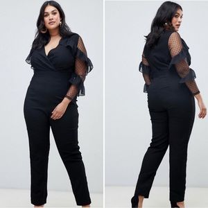 ASOS Lovedrobe Ruffle Sleeve Jumpsuit Black